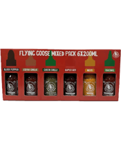  Kieltys Irish Sriracha<br>Variety Pack 200ml... 200ML Flying Goose Sriracha Variety Pack.<br> (6 × 200 mL) – Vegan & Gluten-Free<br> Exploring the Delight of Flying Goose Sriracha.<br> Ignite your meals with the Flying Goose Sriracha Variety Pack (6×200 mL)—the perfect taster selection for spice lovers seeking bold, diverse flavours.<br> Six unforgettable flavours—Original, Extra Garlic, Black Pepper, Green Chilli, Super Hot, and Sriracha Mayo—each crafted to enhance everything from sushi and sandwiches to stir-fries and grilled meats.<br> Made wit