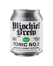  Mischief Brew Tonic No 2<br>250ml  250ML Tonic No.2 is the softer-spoken cousin to Tonic No.1. With a light and delicate balance of citrus, lemon myrtle &amp; aromatic rosemary, Tonic No.2 whispers gentle tales of deliciousness to your tastebuds.<br>Fresh and zippy citrus aromas grab your attention and draw you in for a sip.<br>Proudly handmade in SA from 100% all natural ingredients.