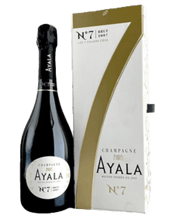  Ayala Champagne No 7 Gb Nv  750ML Unveil the artistry of Ayala Champagne No. 7 Grande Brut 2007, a 750ml limited-edition cuvée from the prestigious "Collection Ayala." Crafted from 7 Grands Crus of the Côte des Blancs and Montagne de Reims—Chouilly, Oger, Avize, Cramant, Le Mesnil-sur-Oger, Aÿ, and Verzenay—this 2007 vintage blends 67% Chardonnay and 33% Pinot Noir, aged over 10 years in Ayala’s cellars with a low dosage of 7g per L. The result is a radiant gold champagne with fine, persistent bubbles, exuding powerful yet delic