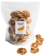  Garnish Game Lemon<br>Dehydrated Citrus... 500G Give drinks instant game with all natural 100% Australian dried lemon wheels.<br />With no added preservatives, flavours or colours you'll think of these flavour packed garnishes as your drink's ultimate accessory.<br />Let them make a splash in a classic G&amp;T, a Lemon Drop or a tangy Tom Collins.<br />500g bulk perfect for parties, bars and hospitality<br />Vegan friendly &amp; Gluten Free<br />Resealable and recyclable packaging