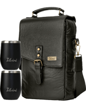  Tilvini Insulated Genuine<br>Leather Wine Bag & 2...  Take your wine anywhere with this leather wine bottle carrier bag and 2 stainless steel wine tumblers! This leather wine tote bag is unlike any other - not only will the stylish, insulated wine bag make your wine easily portable, but it will keep it cool in the hottest of temperatures. The Tilvini wine tote is a premium travel accessory and these leather wine carriers are the best wine gifts for men or women.<br>Best gifts for wine lovers. Need a drink carrier or picnic set for the beach, boat,