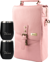  Tilvini Insulated Genuine<br>Leather Wine Bag & 2...  Take your wine anywhere with this leather wine bottle carrier bag and 2 stainless steel wine tumblers! This leather wine tote bag is unlike any other - not only will the stylish, insulated wine bag make your wine easily portable, but it will keep it cool in the hottest of temperatures. The Tilvini wine tote is a premium travel accessory and these leather wine carriers are the best wine gifts for women.<br>Best gifts for wine lovers. Need a drink carrier or picnic set for the beach, boat, winery