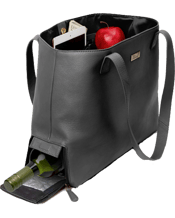  Tilvini Genuine Leather Wine<br>Tote Bag With Hidden...  A luxurious tote with a twist. The Tilvini insulated leather wine tote is not only stylish, it has genuine wow factor. A Large tote section in the top with multiple pockets for storage and a convenient insulated wine bottle section below.<br>Arrive to work in style. A spacious tote for women just right for a laptop, tablet, phone, keys &amp;amp; sweater. The insulated bottle section is just right for keeping your water bottle and some snacks perfectly chilled. The ultimate office bag for women.<