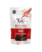 Nick's Jerky Premium Angus<br>Beef Jerky Chilli... 100G Premium Angus Beef Jerky (Chilli) by Nick's Jerky (100g) Hand Made in Western Australia from Premium Ingredients 50% of profits donated to Mental Health Organisations<br>This blend has just the right amount of heat and kick<br>We are a social enterprise supporting mental health and making Australia’s best beef jerky.<br>We named this business after Adam’s mate Nick, who tragically lost his life to suicide a few years ago. We wanted to do something to make a difference. We are not going to cure c