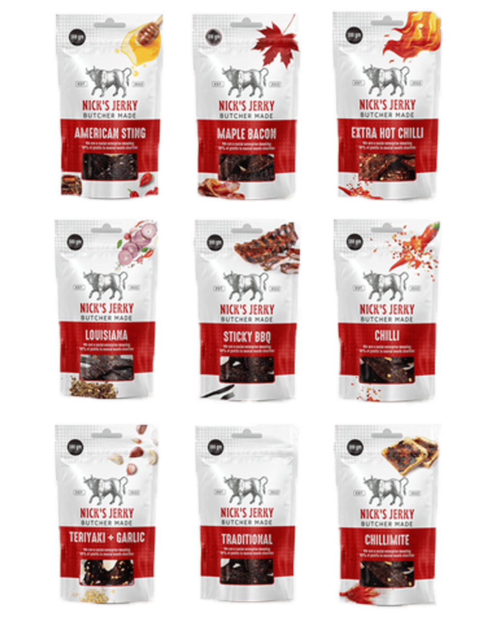 Buy Nick's Jerky Premium Angus Beef Jerky Mixed Pack 100g Online