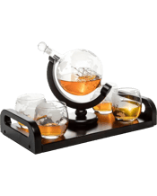 Don Vassie Globe Decanter<br>Set 850ml With 4... 850ML Travel the Globe: Feeling stuck at home these past couple of years? Been wanting a trip around the world? While we can’t give you those plane tickets you want, we can offer you a chance to savor your favorite drink in an elegantly crafted, hand-blown globe decanter that reflects your burning desire to see everything the world has to offer. To set sail, your globe decanter comes equipped with an intricately designed ship inside it.<br />The Perfect Gift:Perfect as a gift for your partners, famili