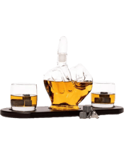  Don Vassie Middle Finger<br>Whiskey/wine... 1000ML Elegant Decanter: If you’ve been feeling low, and have been lacking the words to express the frustrating world around you, let your decanter speak for you. Add a touch of humour to your life, or signal your protest against the world with our middle-finger decanters. A decanter to lighten the moods of everyone in the room, the middle finger decanter allows for a more laid-back atmosphere.<br>Amazing Gift: Perfect as a gift for your partners, families, and friends during holidays and other celebra