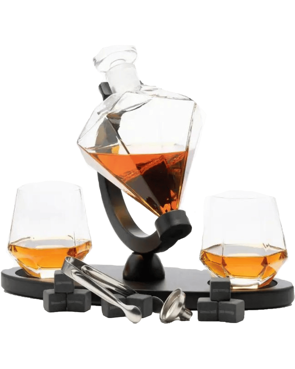 Buy Don Vassie Diamond Shaped Whiskey Decanter Set With 2 Glasses And A