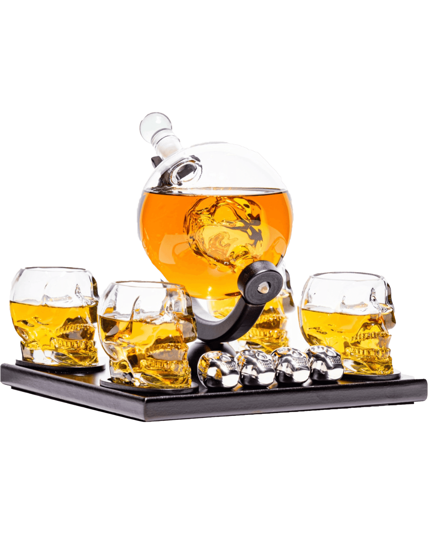 Buy Don Vassie Skull Globe Decanter Set With 4 Skull Shot Glasses+4