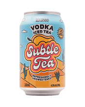  Subtle Tea Mango Vodka Ice<br>Tea 330ml  330ML The most fruit-forward flavour in the Subtle Tea range. Made with real mango nectar, cold-brewed loose-leaf tea and a light sparkle for balance. Juicy without being sweet, smooth without being heavy. No added sugar, no artificial aftertaste - just clean, tropical flavour with a crisp finish. Thick on flavour. Light on everything else. Juicy. Sparkly. All-natural. She’s the whole package. Pack Includes: 330ml cans 4.5% ABV