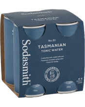  Sodasmith No.01 Tonic Water<br>200ml  200ML A refreshing blend of pure Tasmanian mountain spring water and Australian botanicals. Deliciously aromatic, this Mediterranean inspired tonic displays floral notes from lemon thyme and plenty of fragrant citrus, including orange, bitter lemon, and fresh lime. Perfect for mixing.