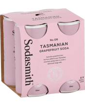  Sodasmith No.06 Grapefruit<br>Soda 200ml  200ML Australian grapefruit juice has been added to pure Tasmanian mountain spring water to create a deliciously tangy soda. Great paired with vodka, gin or tequila. Also the perfect non-alcoholic soft drink when enjoyed on its own or over ice.