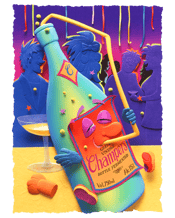  The Paperartzi Pop The Cork!<br>  Unique colourful and fun greeting card, premium quality, designed by Ray Besserdin, Paper Sculpture Artist and printed in Melbourne. Silk finish premium 300 gsm greeting cards. Unique design image printed in 4CP one side, UV varnished and embossed. Inside message printed 5th colour. Folded to 190mm high x 145mm wide. Supplied with matching blue envelope. Printed in carbon neutral standard using soy-based inks on forestry responsible papers.<br>Message inside says:<br>"I’m a grog bottle label<br>