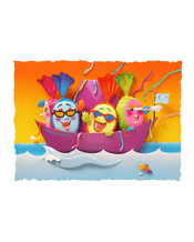  The Paperartzi Bon-bon<br>Voyage Greeting Card   Unique colourful and fun greeting card, premium quality, designed by Ray Besserdin, Paper Sculpture Artist. Printed in Melbourne. Silk finish premium 300 gsm greeting cards. Unique design image printed in 4CP one side, UV varnished and embossed. Inside message printed 5th colour. Folded to 190mm high x 145mm wide. Supplied with matching blue envelope. Printed in carbon neutral standard using soy-based inks on forestry responsible papers.<br>Message inside says :<br>"Bon-bon voyage<br>Where ever