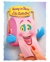  The Paperartzi Life Rolls On<br>  Unique colourful and fun greeting card, premium quality, designed by Ray Besserdin, Paper Sculpture Artist and printed in Melbourne. Silk finish premium 300 gsm greeting cards. Unique design image printed in 4CP one side, UV varnished and embossed. Inside message printed 5th colour. Folded to 190mm high x 145mm wide. Supplied with matching blue envelope. Printed in carbon neutral standard using soy-based inks on forestry responsible papers.