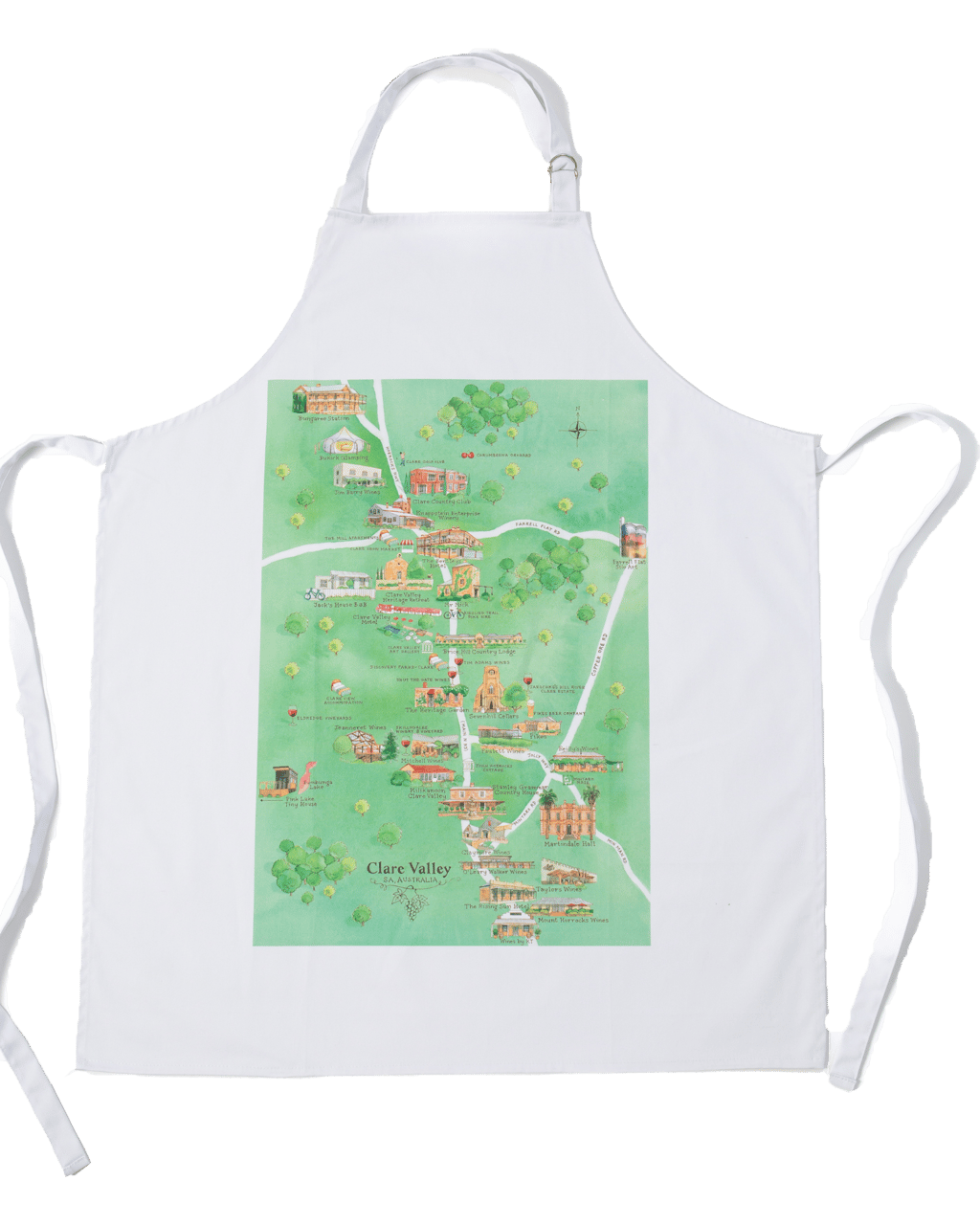 Buy Palatable Tea Towels Clare Valley Wine Region Map Apron & 2 Tea ...