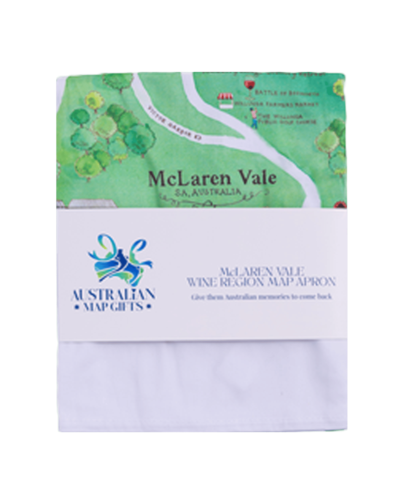 Buy Palatable Tea Towels Mclaren Vale Wine Region Map Apron & 2 Tea ...