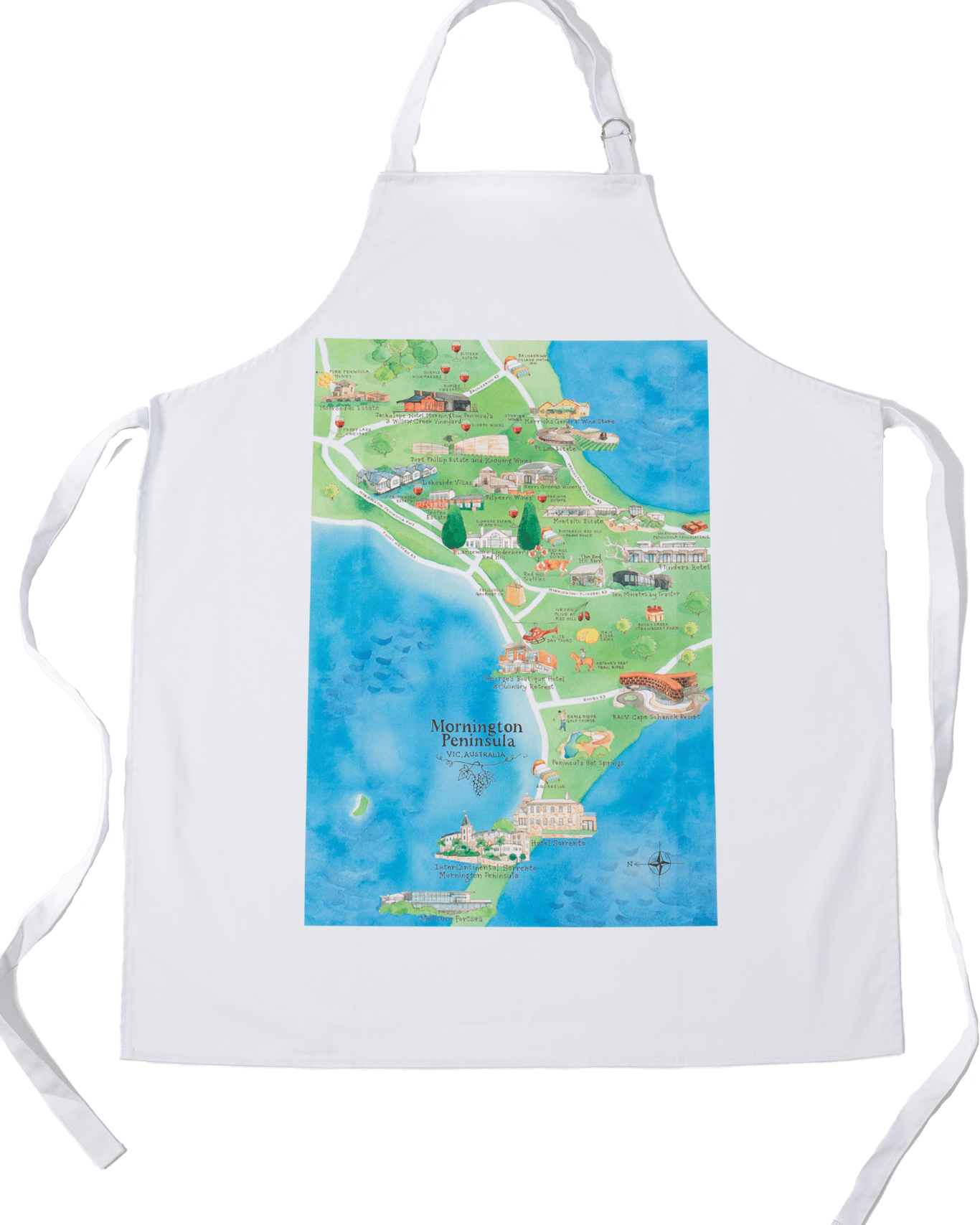 Buy Palatable Tea Towels Mornington Peninsula Wine Region Map Apron & 2 ...