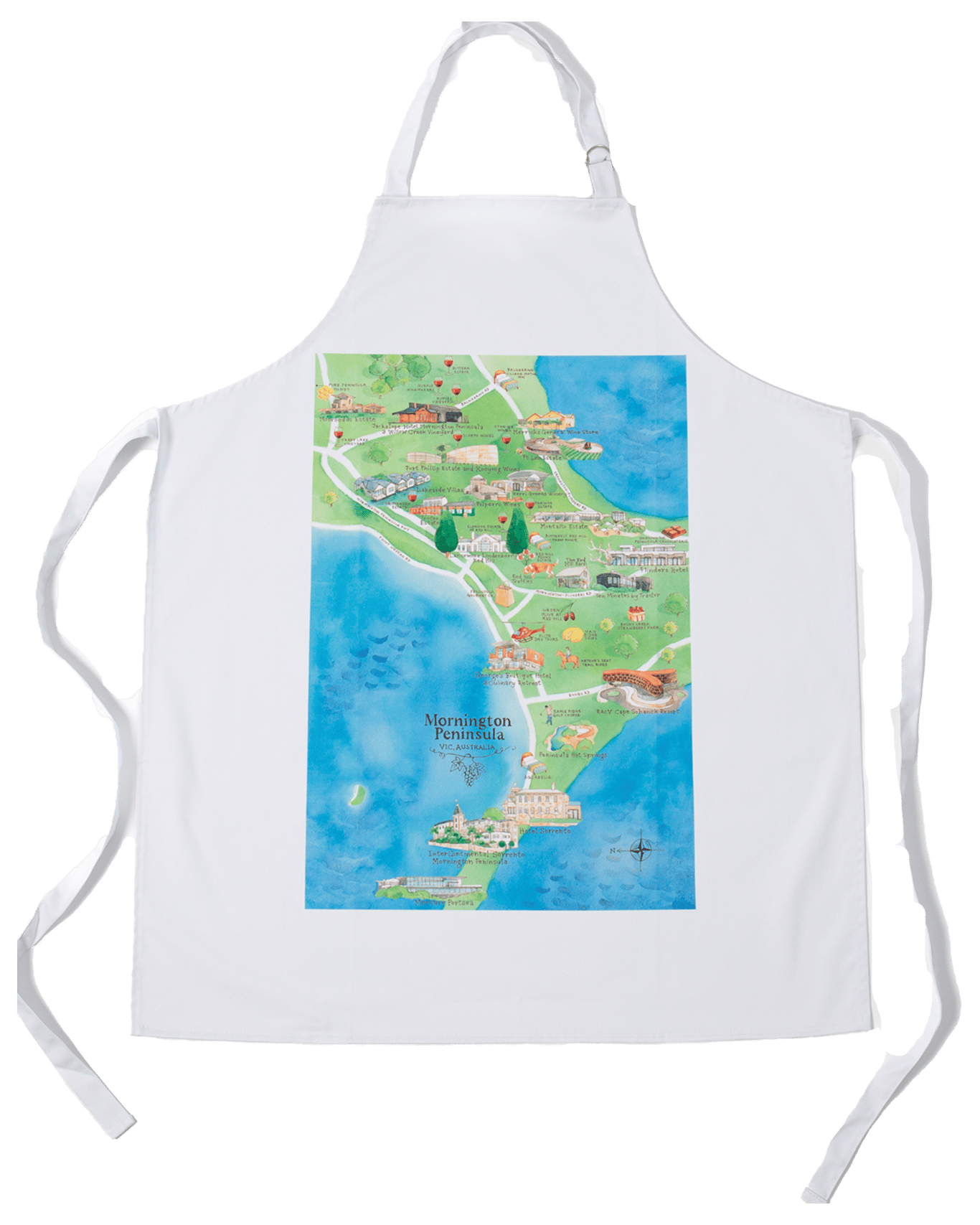 Buy Palatable Tea Towels Mornington Peninsula Wine Region Map Apron & 2 ...