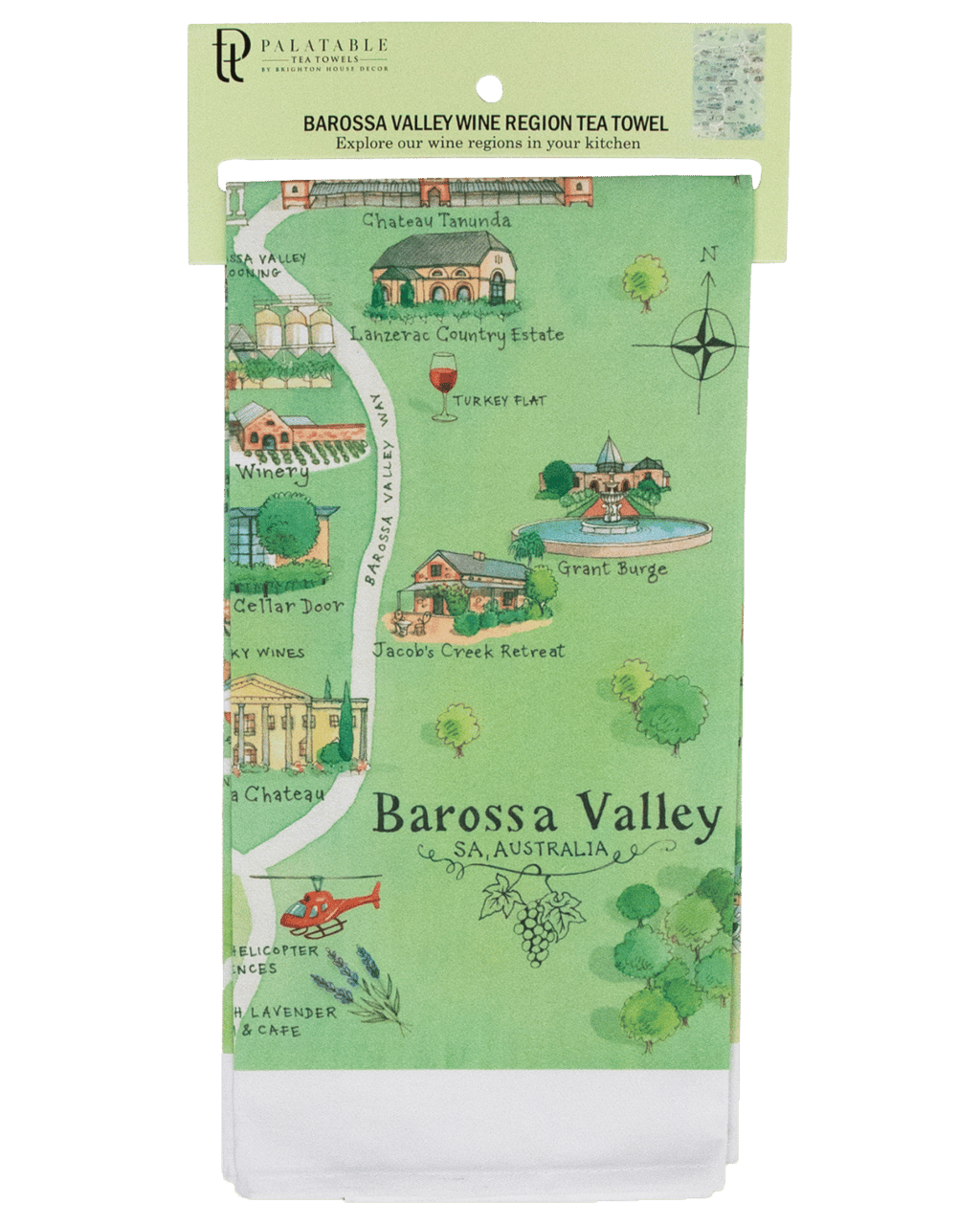 Buy Palatable Tea Towels Barossa Valley Wine Region Map Tea Towels Set ...