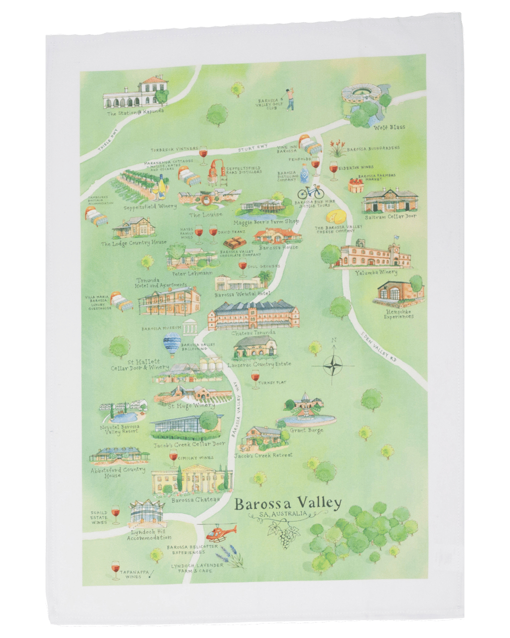 Buy Palatable Tea Towels Barossa Valley Wine Region Map Tea Towel Set ...