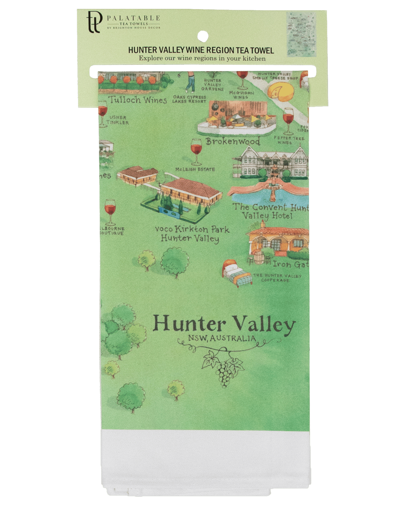 Buy Palatable Tea Towels Hunter Valley Wine Region Map 1.0 Tea Towels ...