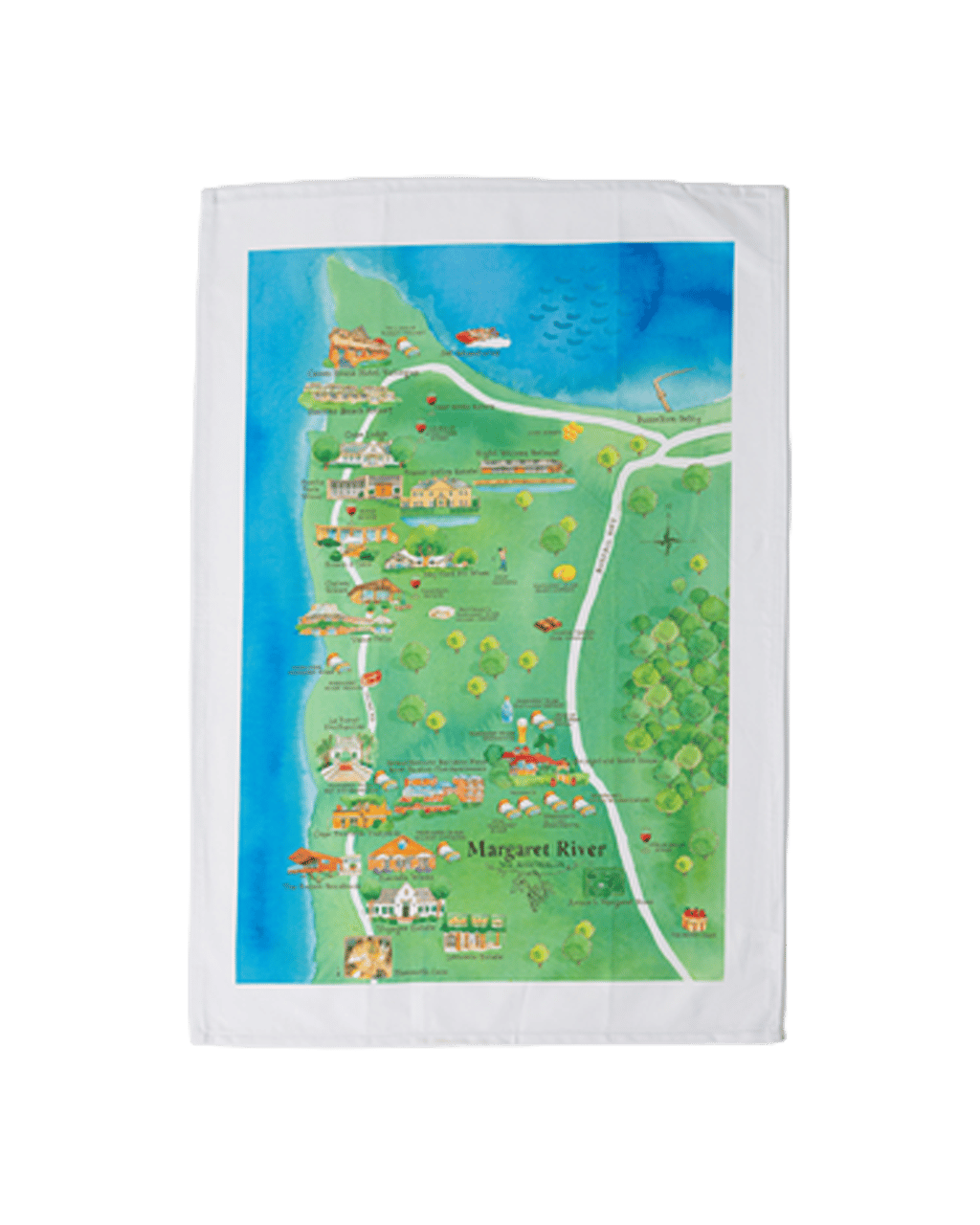 Buy Palatable Tea Towels Margaret River Wine Region Map Tea Towel Set ...