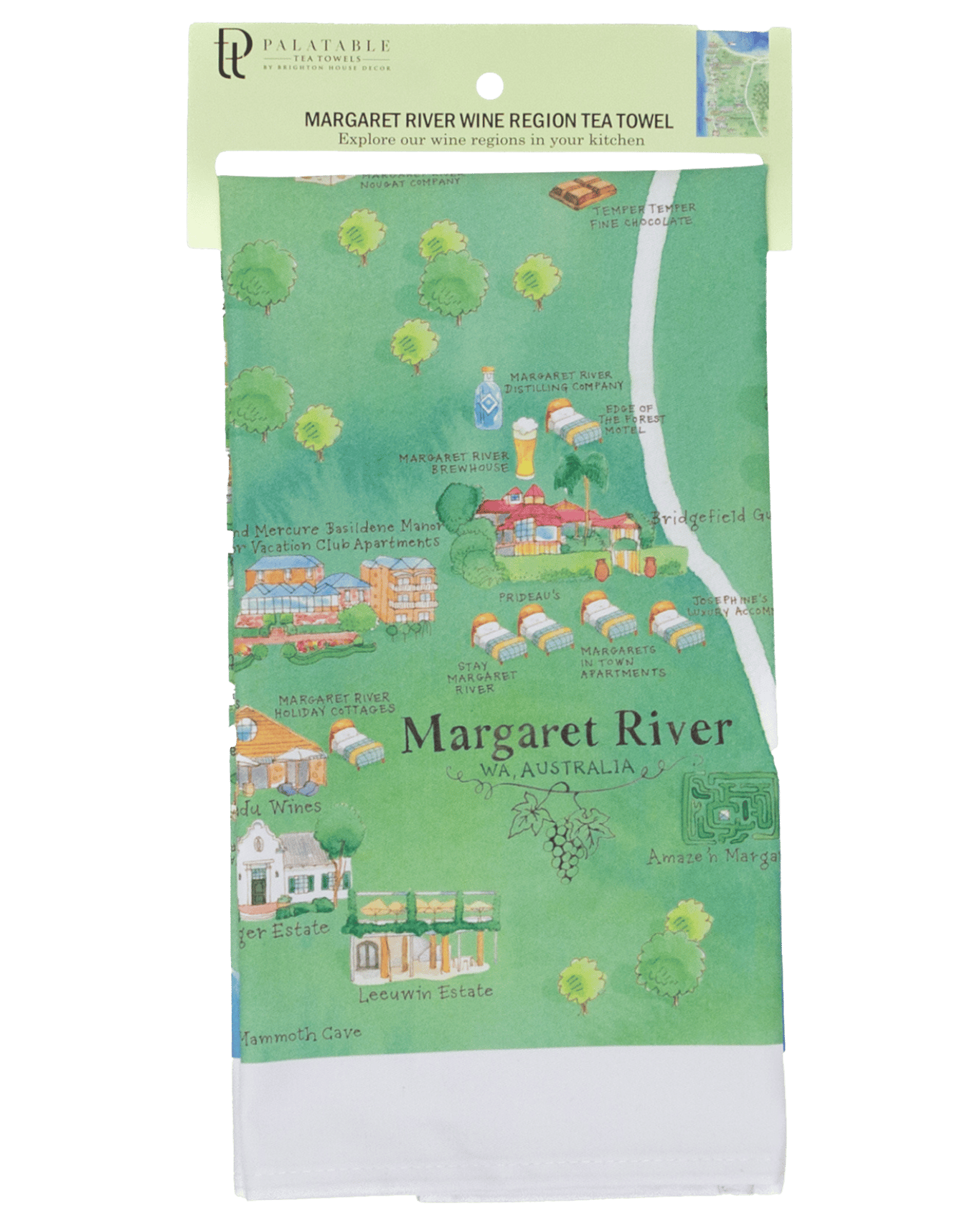 Buy Palatable Tea Towels Margaret River Wine Region Map Tea Towel Set ...