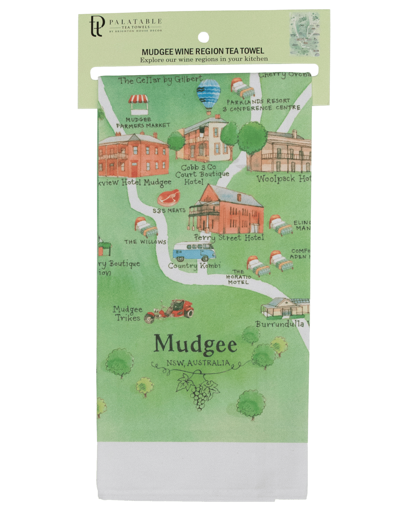 Buy Palatable Tea Towels Mudgee Wine Region Map Tea Towels Set Online ...