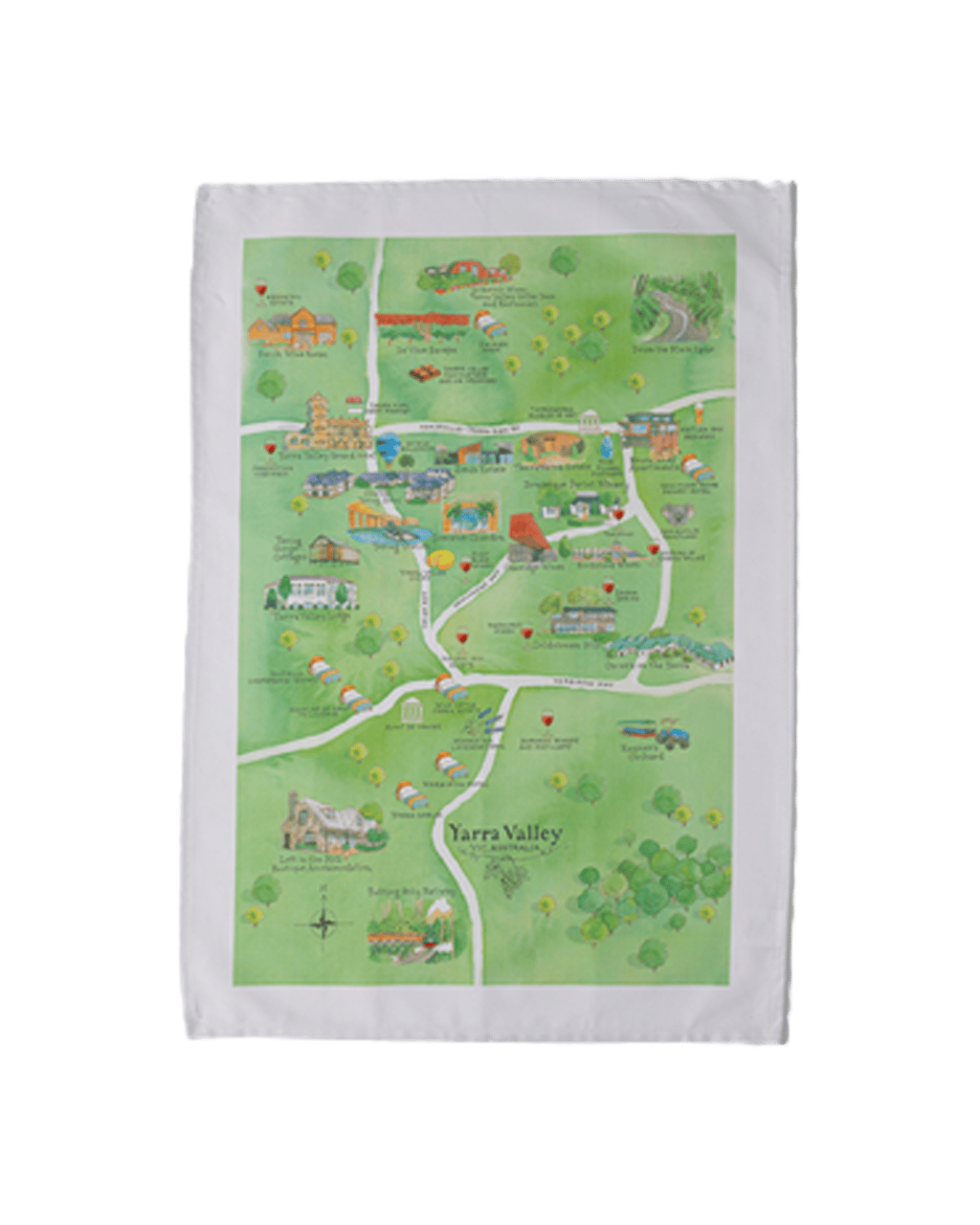 Buy Palatable Tea Towels Yarra Valley Wine Region Map Tea Towel Set Of ...