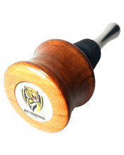  Well Stopped Stopper<br>Richmond Tigers...  "Oh, we're from Tiger land,<br><br />A fighting fury, we're from Tiger land,<br><br />In any weather you will see us with a grin,<br><br />Risking head and shin..."<br><br />The Tigers...K.B...Roycie...Richo...this wine spirit bottle stopper is made in Australia. The timber used is native timbers locally sourced. The stainless steel is grade 316 food rated, the rubber seals are also food rated and will not break down over time!&nbsp;<br><br />You can choose either cone shaped (WSS-01) or tear dr