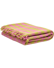  Peek Neek Pink Frosting And<br>Lime Thicky Rug   About Peek Neek's Thicky Rugs<br>For all the crumb droppers and wine-topplers, I’m made from a thick spill-resistant yarn that’s been tightly handwoven together for the cosiest, spikey-grass-free picnic experience you’ve ever had. Made in bold but chic colourways, it would be my pleasure to be the aesthetic backdrop to your most delicious memories of the year.<br>Materials + Sustainability<br>Made from 100% recycled plastic bottle and ethically hand woven in India.<br>Size<br>140cm x 180cm (perf