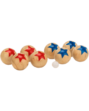  Jenjo Games Deluxe 8 Wooden<br>Ball Bowls Bocce Game...  Bocce Wooden<br>Specifications:<br>8x Wooden Bocce Balls (4 Red Stars &amp; 4 Blue Stars).<br>1x Pallino Ball.<br>Rules included.<br>Diameter Size of the bocce ball is: 7cm.<br>Recommended Ages: 3+ yrs<br>This Wooden Bocce Set is perfect for the younger children.<br>Marked with red &amp; blue starts to tell the balls apart we are sure there is fun to be had.<br>Bocce can be played between 2 players or in teams of 2, 3 or 4!<br>While our games are recommended for indoor and outdoor use please ens