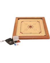  Jenjo Games 87x87cm Plywood<br>Championship Carrom...  Carrom Championship Set<br>Specifications:<br>87cm x87cm Indian Plywood Carrom Board<br>74 cm x 74cm Internal Playing Area official size<br>3×2 Kicker Edges For Championship Standard Rebound Natural Finish<br>Rebound Speed Is Fast 5 times With Powder<br>5cm Board Depth<br>1.5cm Surface Depth<br>4x Netted Pockets<br>Championship Quality Wooden Carrom coins 11x White 11 x Black 2 x Red<br>Championship Quality Acrylic Striker Carrom Coin<br>30g of Carrom Powder<br>Rules Included<br>Recommended Ages