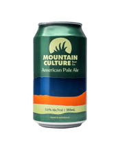  Mountain Culture American<br>Pale Ale 355ml  355ML A full-flavoured ale, lemonier than Mr Snicket, so piney you could varnish it and crisper than pre-dawn mountain air. Basically, it goes down easier than a diving submarine with the hatch still open.