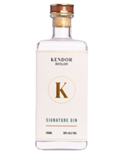  Kendor Distillery Signature<br>Gin 700ml  700ML A refreshing take on the classic London Gin with a focus on citrus notes. Its mellow juniper base is complemented by a refreshing citrus finish, making it a light and fruity Australian-style gin that is easy to drink and perfect for those seeking a more relaxed botanical profile.