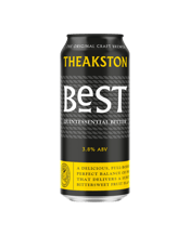  Theakston's Best Bitter<br>English Ale Cans... 440ML Best Bitter (3.8% Alc. Vol.)<br>THE QUINTESSENTIAL ENGLISH BEER<br>Theakston Best Bitter is the leading session ale within the Theakston portfolio. When we refer to a ‘bitter’ beer, the term does not mean sour as in lemons, but dry as in ‘dry white wine’. So Best Bitter is a full-bodied, dry beer with a perfect balance of English hops and malted barley<br>We use five different hop varieties to make our Best Bitter, forming a complex but subtle taste profile. The combination of dryness generated