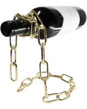  Solkatt Designs Metal Chain<br>Link Wine Bottle Holder...  Showcase your wine with the Gold Metal Chain Link Wine Bottle Holder.<br>A unique and stylish addition to any wine rack. Made from durable iron, this holder turns your wine bottle into a conversation piece.<br>The intertwined chains create a captivating visual effect, making it a standout piece in any room.<br>Made from strong iron, this holder securely cradles your wine bottle while adding elegance to your space.<br>Slide your bottle into the loop, and the chain encircles it for a striking disp