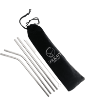  Solkatt Designs Stainless<br>Steel Straw Set Silver   Each set comes with an easy to carry felt storage bag, so perfect to pop into your backpack, handbag or even keep a set in your car.<br>Each individual straw is laser engraved, so no fear of getting toxic paint into your mouth.<br>The set includes 2 straight straws, 2 bent and a straw cleaning brush.