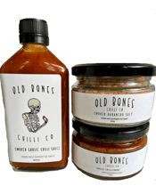  Old Bones Chilli Co The<br>Original Bundle   Step up your flavour game with The Original Gift Pack,&nbsp;the perfect gift for entry level chilli heads looking to elevate their dishes into meals&nbsp;and get their mouth around the OB range you know and love. It features<br><br />1 x 200mL Smoked Garlic Chilli Sauce<br><br />Perfectly balanced with a meaty garlic punch, this is a full flavoured sauce with a mild palatable burn. Your one stop shop to spicing up breakfast, lunch, dinner and everything in between,&nbsp;add a ziggy garlic twist