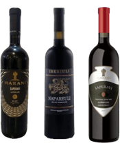  Georgian Wine Red Wine<br>Tasting Trio 2021  750ML Perfect for wine lovers to sample a selection of Georgian wine and want to experience natural wine from where wine began. Our tasting case will consist of 1 bottle each of the following:<br>Marani Traditional Saperavi Qvevri - red wine traditionally matured in a clay vessel.<br>Iberiuli, Nepareuli - single vineyard dry red.<br>Marani, Saperavi - dry red wine with saperavi grape.<br>Country of origin - Georgia.