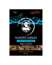 Nungra Nibbles Beef Jerky -<br>Garlic Pepper 85g  85G Garlic Pepper Beef Jerky – Bold & Aromatic, Medium Heat!<br>Garlic Pepper is a perfect balance of sweet, nutty spice and the bold, aromatic sharpness of cracked peppercorns. The piney, woody notes of pepper combined with a dash of garlic create a flavour profile that elevates your beef jerky experience. It’s a timeless combination you can't go wrong with.<br>Heat Rating: Medium<br>85g Net Weight per Bag<br>Nungra Nibbles Beef Jerky is a great source of protein, made with 100% Australian grass-fe