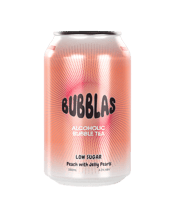  Bubblas Low Sugar Peach<br>Alcoholic Bubble... 330ML Introducing low sugar Bubblas – Australia’s first canned alcoholic bubble tea with jelly pearls! Bursting with tropical flavour, our refreshing peach beverage features delightfully chewy flavoured jelly pearls for a fun and fruity twist.&nbsp;Sip, chew, and swirl for a pearl!<br>Bubbles and Booze - More Fun Together.