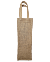  Jutehub Natural Jute/hessian<br>Single Wine Bottle... 750ML Add a touch of rustic charm to your wine presentation with this natural jute bottle carrier.<br>Perfect for gifting or transporting your favorite vintage, this durable single-bottle tote features sturdy handles and classic burlap construction.<br>The sleek, elongated design accommodates standard wine bottles while providing protection during transport.<br>The textured jute material offers excellent grip and stability, making it ideal for dinner parties, picnics, or as an elegant gift wrap altern