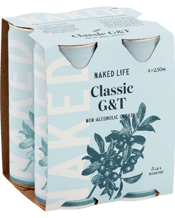  Naked Life Non Alc Classic<br>G&t Cocktail Can... 250ML Sugar Free, Naturally Sweetened, Crafted with Distilled Botanicals<br>Lovingly Crafted<br>Yes, it’s got all the complex botanicals of a sparkling G&T, with bitter orange flavours, cinchona, and juniper distillate in perfect harmony.<br>But it’s what it hasn’t got that gets us equally excited.<br>It’s free from the shackles of always having to choose booze, mixed with the freedom to go your own way.<br>For a life that's anything but standard
