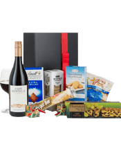  Interhampers Premium Red<br>Giftbox Hamper  750ML Stylish Designer Gift Box With Contrast Bow<br>Cape Mentelle Shiraz Cabernet 750ml<br>Walkers Shortbread Shapes 60g<br>Simply Wize Wafer Crackers 100g<br>Lindt Chocolate 100g<br>JC's Quality Foods BBQ Mix 150g<br>Nougat Bar With Nuts 90G<br>Thornton & Wild Fruit Cake 170g.