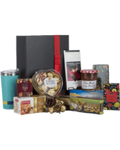  Interhampers Tea Break<br>Giftbox Hamper   Stylish Gift Box With Contrast Bow<br>Large Hot or Cold Insulated Travel Mug<br>Ferrero Rocher Heart Shaped 8pce Pack<br>Bonne Maman Jam 370g<br>Borlands Macadamia Shortbread 125g<br>Lindt Chocolate 100g<br>Thornton & Wild Fruit Cake 170g<br>Impra Chai Masala Black Tea 20 Pack<br>Royal Elixir English Breakfast Tea 10 Pack<br>Royal Elixir Pure Green Tea Flat Pack 10 Pack<br>Royal Elixir Orange & Spice Breakfast Tea 10 Pack