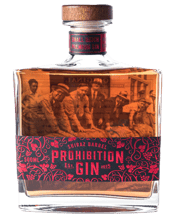  Prohibition Liquor Co.<br>Barrel Aged Gin... 500ML Prohibition Barrel Aged Gin&nbsp;– 59%<br>Prohibition Original Gin is matured in barrels that originally aged USA Bourbon, then Barossa Valley Shiraz. This aging process enhances a silky product with vanilla and floral notes, subtle shiraz, and rich oaked rye undertones. Bold yet refined.