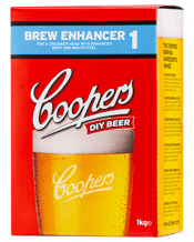 Coopers Brew Enhancer No.1<br>1kg 1kg Coopers Brew Enhancer No. 1 contains dextrose and maltodextrin. The dextrose will ferment out completely with no residual cidery flavours whilst the maltodextrin does not ferment thus improving the body, mouthfeel and head retention. Recommended for use with lighter style beers such as Lager, Draught and Pilsener.