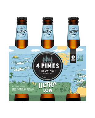4 Pines Ultra Low Alcohol 0.5% Beer Cans Multipack 375mL x 4 Pack